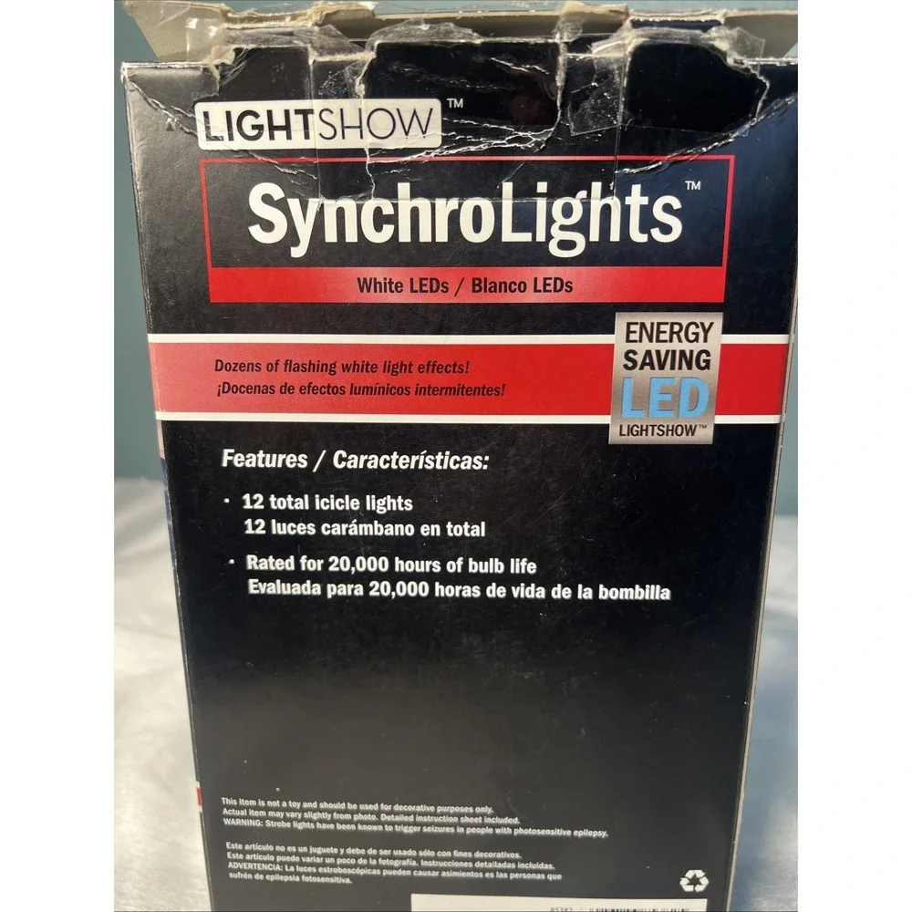 Gemmy LED SynchroLights 12-Count LED‎ Icicle Lights Brilliant White 2013
